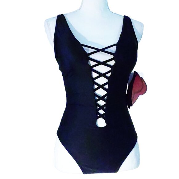 NWT: BonaFide One-Piece Trinity Swimsuit in Black - Picture 4 of 11